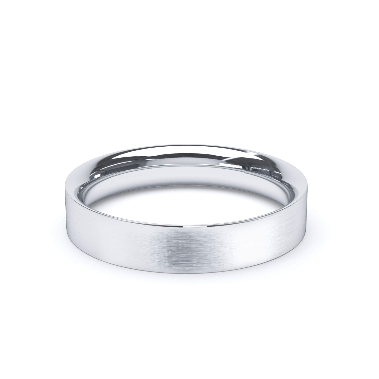 Flat Court Profile Satin Polish Wedding Ring Platinum | Lily