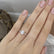 LIVELY - Oval Moissanite & Diamond Platinum Petite Hidden Halo Pavé Shoulder Set Ring