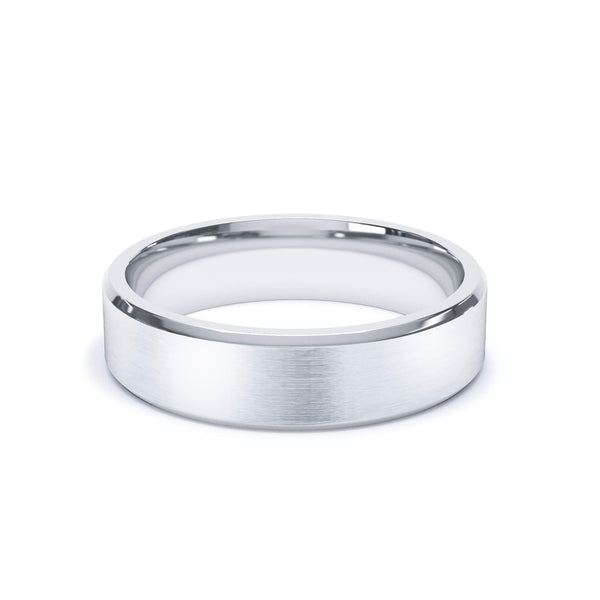 Bevelled Edge Satin Polish Wedding Ring Platinum | Lily Arkwright