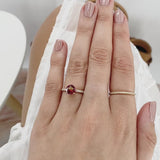 GISELLE - Chatham® Ruby & Diamond 18K White Gold Ring