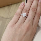 ROSA - Oval Moissanite & Diamond 18k White Gold Halo Ring