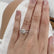 Caseada, cushion cut lab grown diamond halo shoulder set yellow gold engagement ring Lily Arkwright 