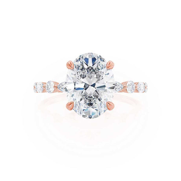 ALLURE - Oval Moissanite & Diamond 18k Rose Gold Scatter Ring Engagement Ring Lily Arkwright