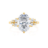 ALYA - Oval Lab Diamond Starburst Cluster Shoulder Set Engagement Ring 18k Yellow Gold Engagement Ring Lily Arkwright