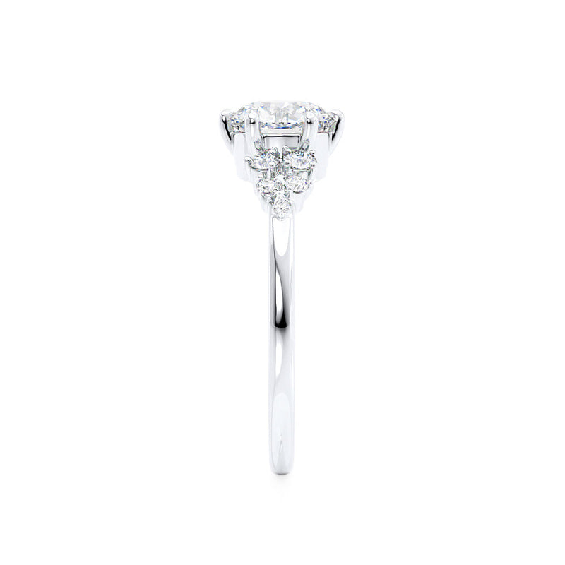 ALYA - Round Lab Diamond Starburst Cluster Shoulder Set Engagement Ring 950 Platinum Engagement Ring Lily Arkwright