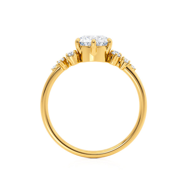ALYA - Round Lab Diamond Starburst Cluster Shoulder Set Engagement Ring 18k Yellow Gold Engagement Ring Lily Arkwright