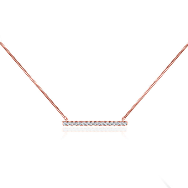 AMAL - Lab Diamond Bar Necklace 18k Rose Gold Pendant Lily Arkwright