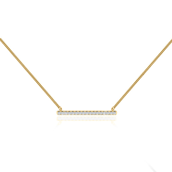 AMAL - Lab Diamond Bar Necklace 18k Yellow Gold Pendant Lily Arkwright