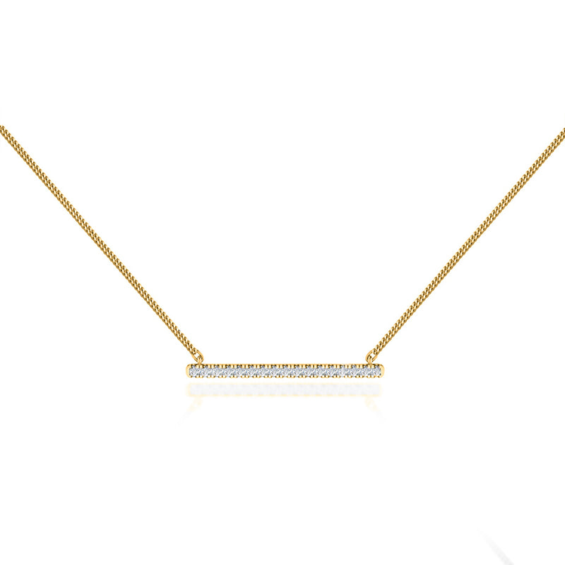AMAL - Lab Diamond Bar Necklace 18k Yellow Gold Pendant Lily Arkwright