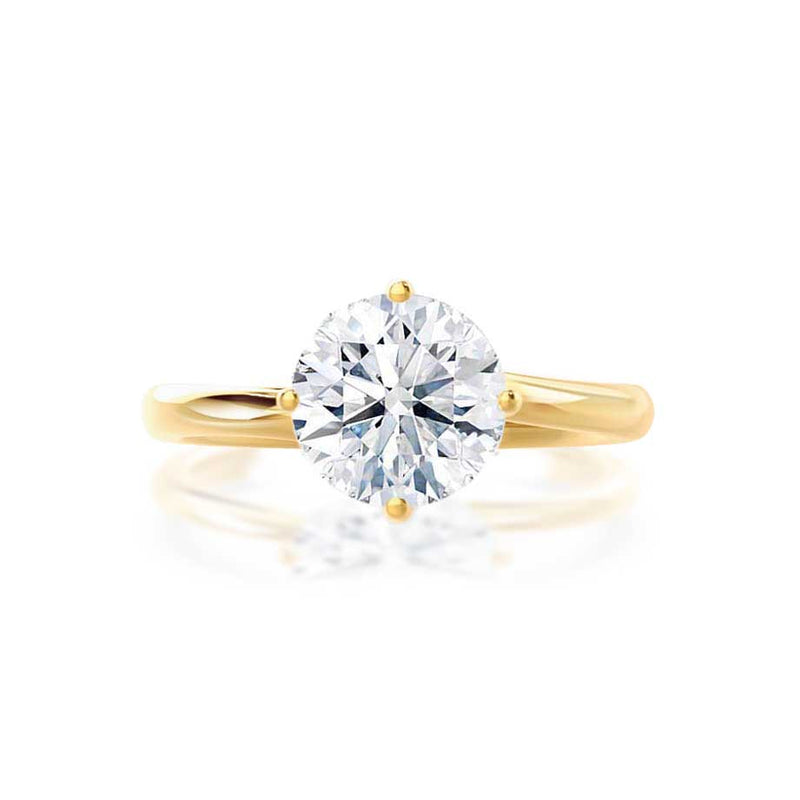 ANNORA - Round Moissanite 18k Yellow Gold Twist Solitaire Ring Engagement Ring Lily Arkwright