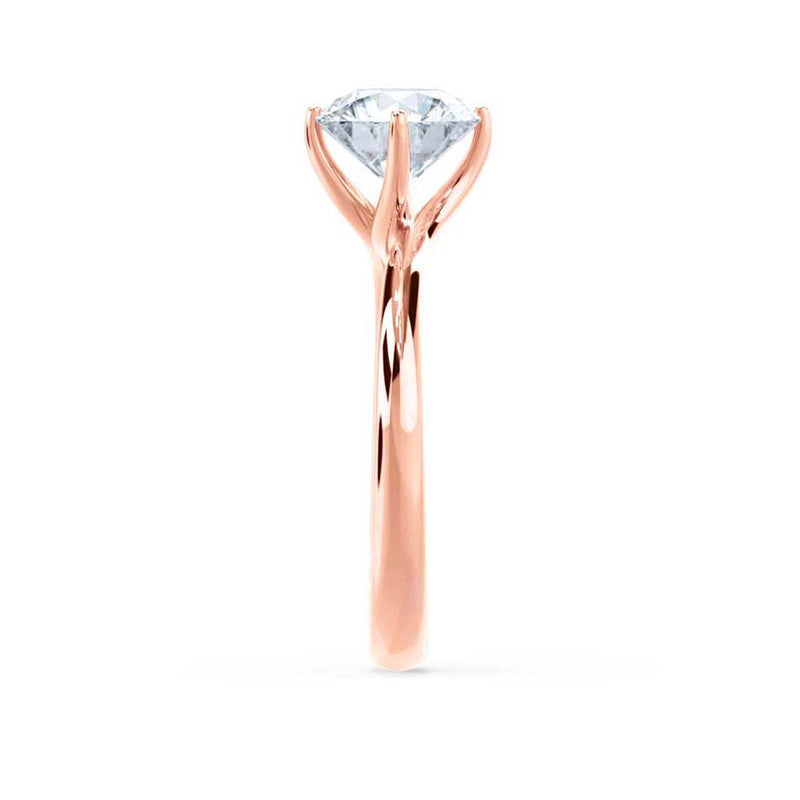 ANNORA - Round Natural Diamond 18k Rose Gold Twist Solitaire Ring Engagement Ring Lily Arkwright