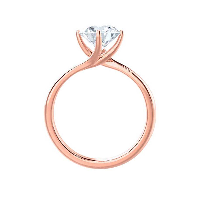 ANNORA - Round Lab Diamond 18k Rose Gold Twist Solitaire Ring Engagement Ring Lily Arkwright