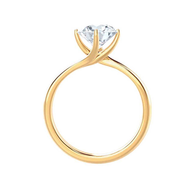 ANNORA - Round Natural Diamond 18k Yellow Gold Twist Solitaire Ring Engagement Ring Lily Arkwright