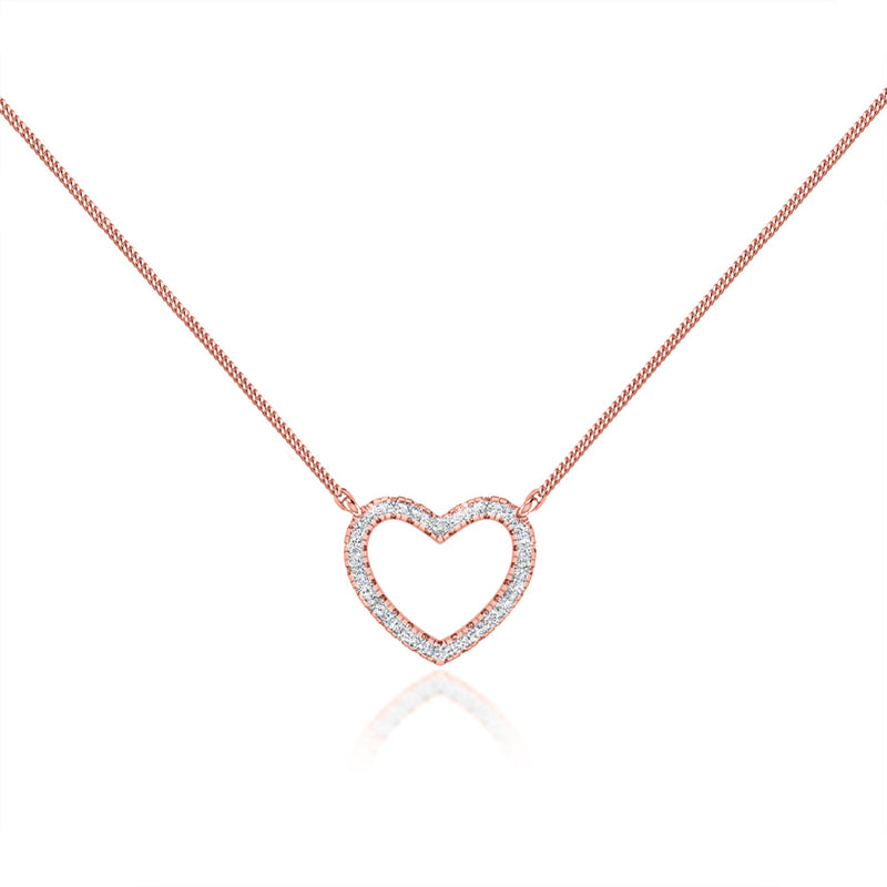 ARMELLE - Heart Lab Diamond Necklace 18k Rose Gold Pendant Lily Arkwright