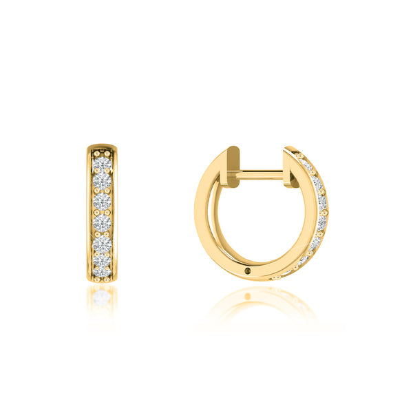 ASPEN - Petite Grain Set Lab Diamond Huggies 18k Yellow Gold Earrings Lily Arkwright