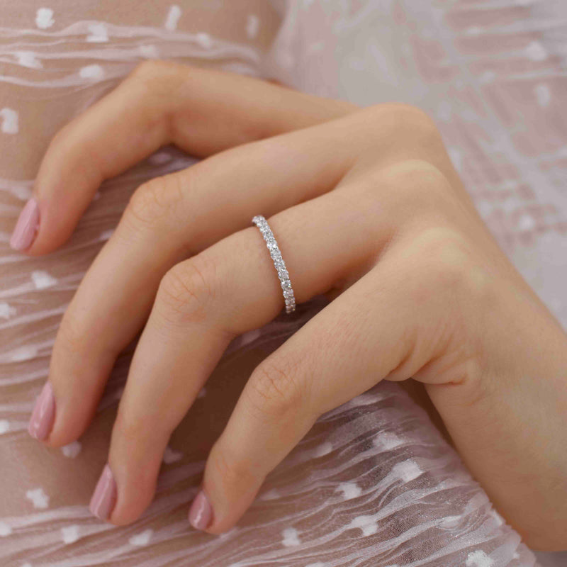 AURELIA - Ex Display Round Moissanite 950 Platinum Pavé Eternity Band Eternity Lily Arkwright