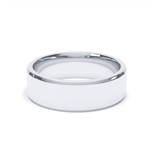 - Ready to Ship 6mm Bevelled Edge Profile Wedding Ring Platinum 950