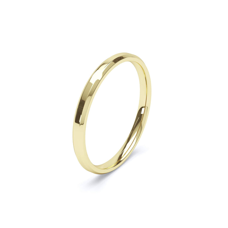 Women's Plain Wedding Band Bevelled Edge Profile 18k Yellow Gold Wedding Bands Lily Arkwright