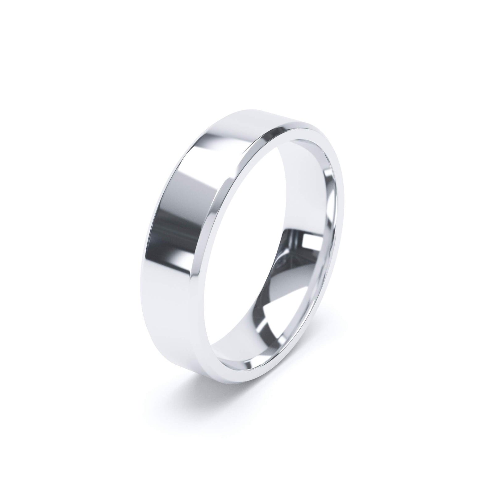 Bevelled Edge Profile Wedding Ring 9k White Gold | Lily Arkwright