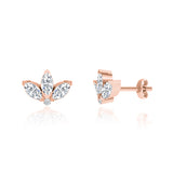 BIRDIE - Marquise Petal Lab Diamond Earrings 18k Rose Gold Earrings Lily Arkwright