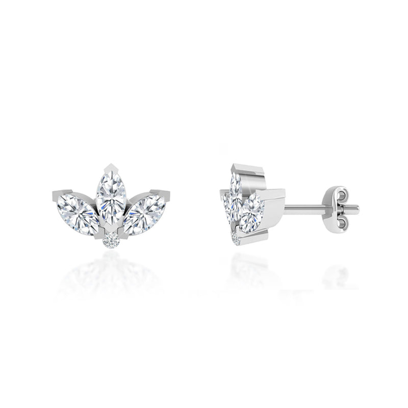BIRDIE - Marquise Petal Lab Diamond Earrings 18k White Gold Earrings Lily Arkwright