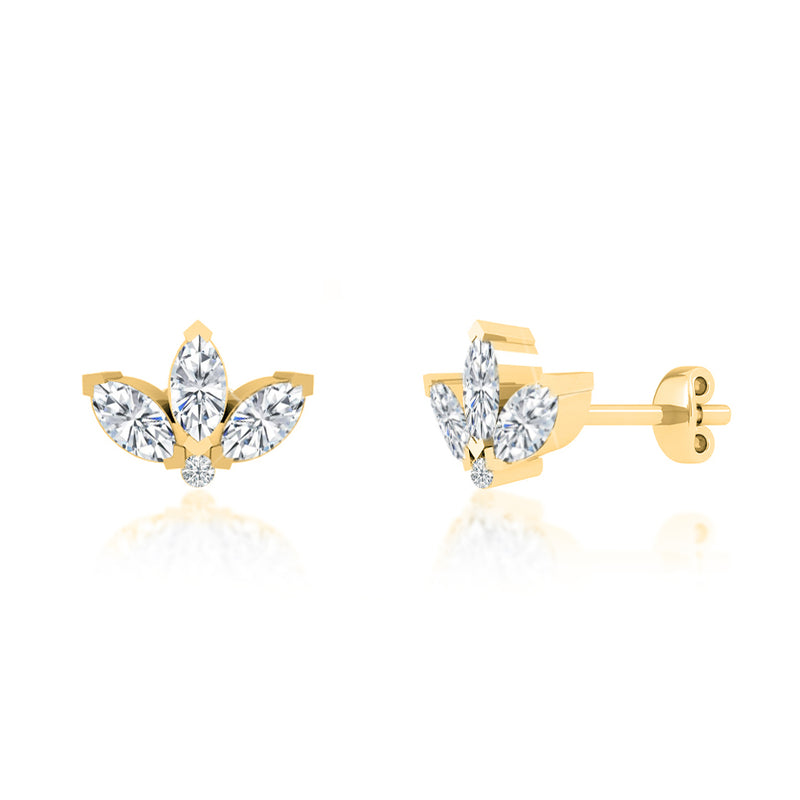 BIRDIE - Marquise Petal Lab Diamond Earrings 18k Yellow Gold Earrings Lily Arkwright