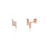 BLAISE - Lightning Bolt Petite Lab Diamond Earrings 18k Rose Gold Earrings Lily Arkwright