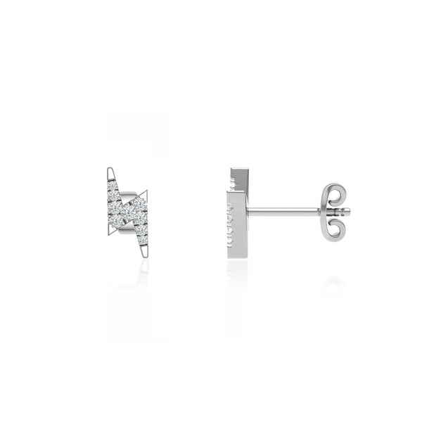 BLAISE - Lightning Bolt Petite Lab Diamond Earrings 18k White Gold Earrings Lily Arkwright