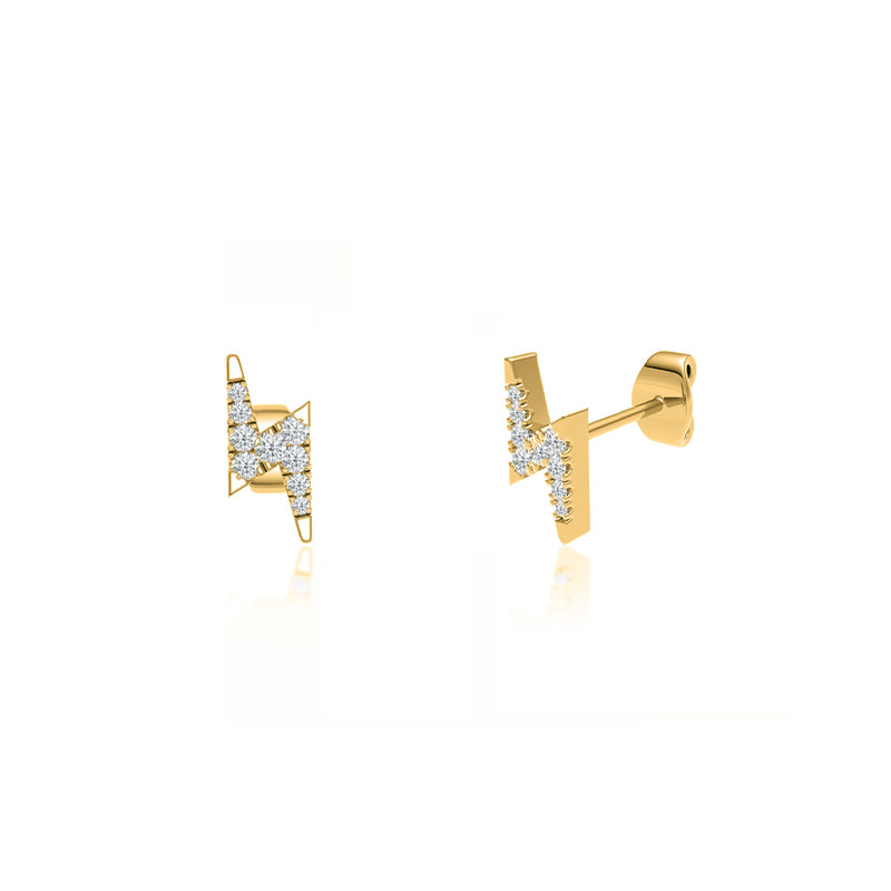 BLAISE - Lightning Bolt Petite Lab Diamond Earrings 18k Yellow Gold Earrings Lily Arkwright