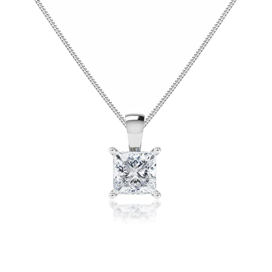 CALISTA Princess Moissanite Claw Drop Pendant 18k White Gold