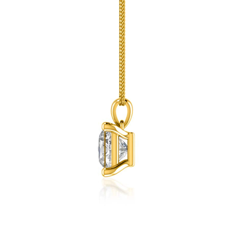 CALISTA - Princess Lab Diamond 4 Claw Drop Pendant 18k Yellow Gold Pendant Lily Arkwright