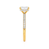 COCO - Asscher Moissanite & Diamond 18k Yellow Gold Hidden Halo Triple Pavé Shoulder Set Engagement Ring Lily Arkwright