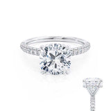 COCO - Cushion Moissanite & Diamond Platinum Hidden Halo Triple Pavé Shoulder Set Engagement Ring Lily Arkwright