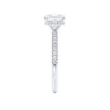 COCO - Princess Moissanite & Diamond Platinum Hidden Halo Triple Pavé Shoulder Set Engagement Ring Lily Arkwright