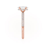 COCO - Oval Lab Diamond 18k Rose Gold Petite Hidden Halo Triple Pavé Shoulder Set Engagement Ring Lily Arkwright