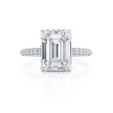 COCO - Emerald Lab Diamond & Diamond Platinum Hidden Halo Triple Pavé Ring Engagement Ring Lily Arkwright