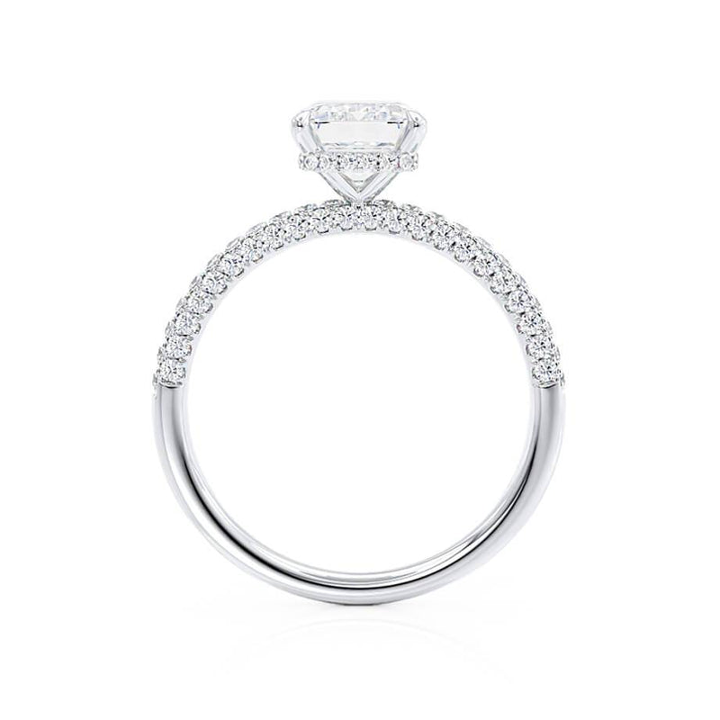COCO - Emerald Lab Diamond & Diamond Platinum Hidden Halo Triple Pavé Ring Engagement Ring Lily Arkwright