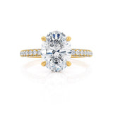 COCO - Oval Lab Diamond 18k Yellow Gold Petite Hidden Halo Triple Pavé Shoulder Set Engagement Ring Lily Arkwright