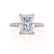 COCO - Radiant Moissanite & Diamond 18k Rose Gold Petite Hidden Halo Triple Pavé Shoulder Set Ring Engagement Ring Lily Arkwright