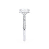 COCO - Radiant Moissanite & Diamond 18k White Gold Petite Hidden Halo Triple Pavé Shoulder Set Ring Engagement Ring Lily Arkwright