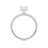 COCO - Round Moissanite & Diamond Platinum Petite Hidden Halo Triple Pavé Shoulder Set Ring Engagement Ring Lily Arkwright
