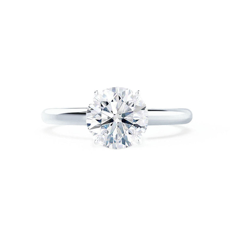 GRACE - Round Natural Diamond 18K White Gold Solitaire Ring Engagement Ring Lily Arkwright