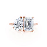 COMET - Toi Et Moi Lab Diamond Emerald & Pear Cut Ring 18k Rose Gold Engagement Ring Lily Arkwright