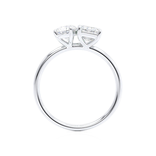 COMET - Toi Et Moi Moissanite Emerald & Pear Cut Ring 950 Platinum Engagement Ring Lily Arkwright