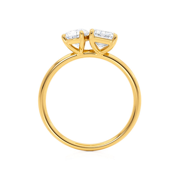 COMET - Toi Et Moi Lab Diamond Emerald & Pear Cut Ring 18k Yellow Gold Engagement Ring Lily Arkwright