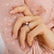 LORELLA - Round Moissanite & Lab Grown Sapphire 18k White Gold Trilogy Ring Engagement Ring Lily Arkwright