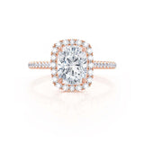 DARLEY - Elongated Cushion Micro Pavé 18k Rose Gold Halo Engagement Ring Lily Arkwright
