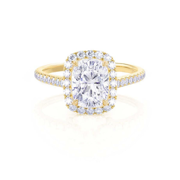 DARLEY - Elongated Cushion Lab Diamond 18k Yellow Gold Halo Engagement Ring Lily Arkwright