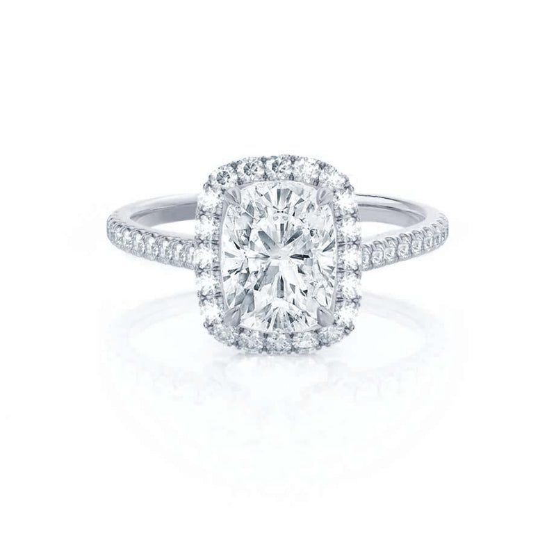 DARLEY Moissanite Elongated Cushion Micro Pavé Platinum Halo