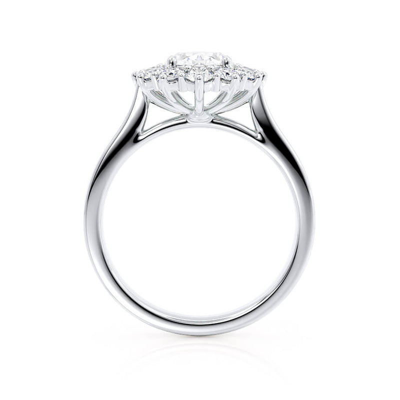 DIANA - Iconic Oval Moissanite & Lab Diamond Platinum 950 Halo Engagement Ring Lily Arkwright